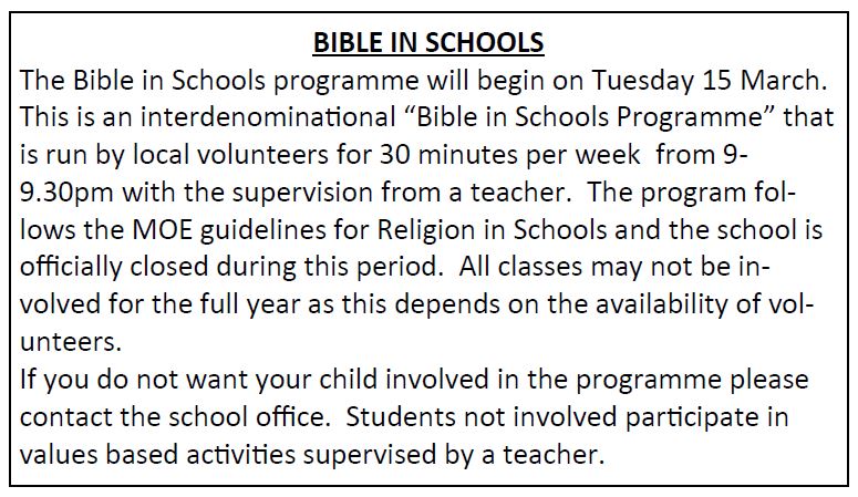 bible in schools newsletter