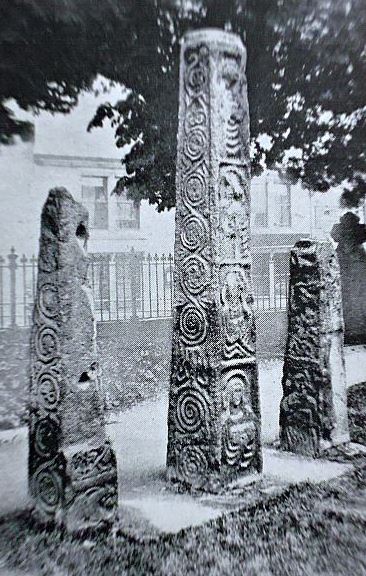 These are the remains of middle-age Saxon crosses that used to stand in the churchyard at Ilkley, in West Yorkshire, where I lived. Some remains are still there to see.