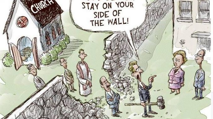 state church separation cartoon religious instruction in state schools